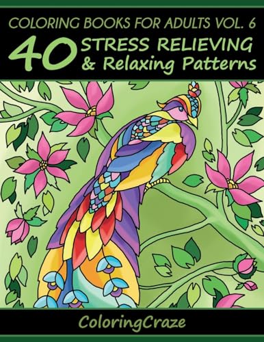 Coloring Books For Adults Volume 6: 40 Stress Relieving And Relaxing Patterns (Anti-Stress Art Therapy, Band 6)