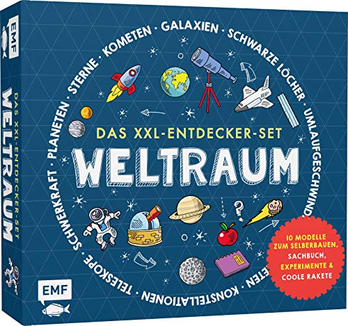 Das XXL-Entdecker-Set – Weltraum: Mit 10 Modellen zum Selberbauen, Sachbuch, Experimenten und cooler Rakete: Modelle im Set: Rakete mit Startrampe, ... Sonnenfinsternis, Nachthimmelmodell