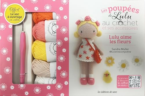 Coffret Poupée de Lulu au crochet et ses accessoires: Lulu aime les fleurs