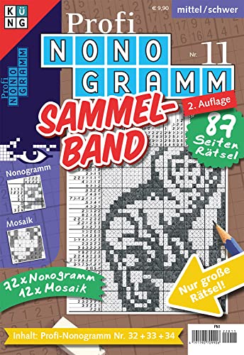 Profi-Nonogramm 3er-Band.Nr.11: 72 x Nonogramm, 12 x Mosaik. Nur große Rätsel! mittel/schwer. Inhalt: Profi-Nonogramm Nr. 32+33+34