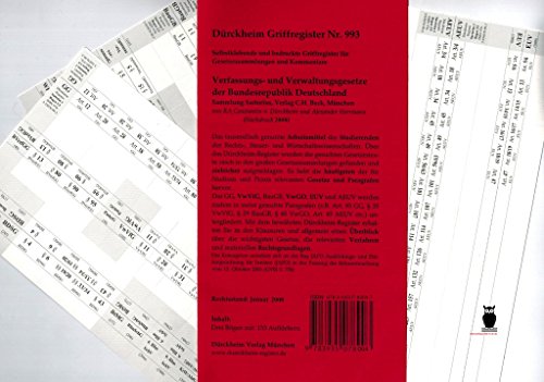 Dürckheim-Register für Verfassungs- und Verwaltungsgesetze (z.B. Sartorius). Selbstklebende und bedruckte Griffregister