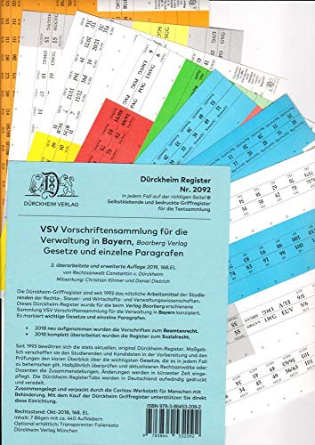 DürckheimRegister VSV BAYERN Vorschriftensammlung für die Verwaltung in Bayern, BOORBERG VERLAG: 440 farbig bedruckte Registeretiketten für die VSV in ... Verwaltungsschule BVS und der FOM Hochschule DürckheimRegister VSV BAYERN Vorschriftensammlung für die Verwaltung in Bayern, BOORBERG VERLAG: 440 farbig bedruckte Registeretiketten für die VSV in ... Verwaltungsschule BVS und der FOM Hochschule