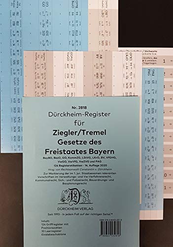 DürckheimRegister ZIEGLER TREMEL Gesetze Freistaat Bayern 2021: 125 Registeretiketten von Drckheim Verlag GmbH