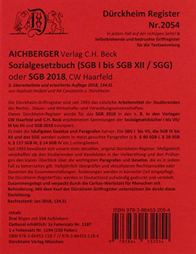 DürckheimRegister für SOZIALGESETZBUCH (Aichberger/Haarfeld): 187 Etiketten für die Sozialgesetze: 178 bedruckte, 9 freie Registeretiketten für dein ... die Sozialgesetze SGB I bis SGB XII und SGG von Dürckheim Verlag