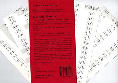 Griffregister für SCHÖNFELDER (2014): 204, 1 x 1 cm große selbstklebende, bedruckte Griffregister, Rechtsstand: Jan 2014 !!! Die Neuauflage 2016 im Januar mit der ISBN 9783864530746 !!! von Dürckheim Verlag München