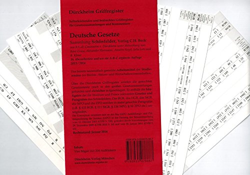 Griffregister für SCHÖNFELDER (2014): 204, 1 x 1 cm große selbstklebende, bedruckte Griffregister, Rechtsstand: Jan 2014 !!! Die Neuauflage 2016 im Januar mit der ISBN 9783864530746 !!!