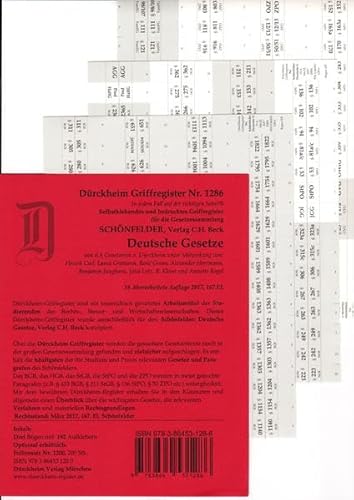SCHÖNFELDER Griffregister Nr. 1286 (2017/2018): 192 selbstklebende und bedruckte Griffregister für die Sammlung SCHÖNFELDER: Deutsche Gesetze, ... Gesetzessammlungen markiert und zielsicher au