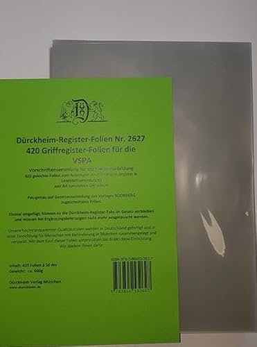 420 DürckheimRegister-FOLIEN für die VSPA-Bayern: 420 transparente FOLIEN für die VSPA Bayern