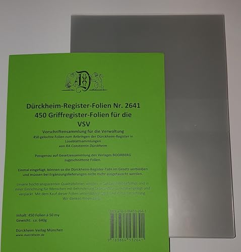 450 DürckheimRegister -FOLIEN für die VSV-Bayern: 450 transparente FOLIEN für die VSV