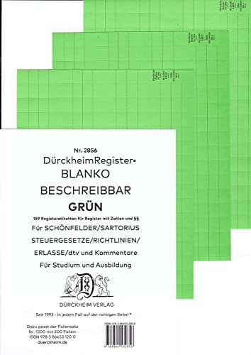 DürckheimRegister® BLANKO-GRÜN beschreibbar für deine Gesetze: 189 beschreibbare Registeretiketten in HoffnungsGrün (Papier) für Gesetzessammlungen ... • In jedem Fall auf der richtigen Seite ® von Drckheim Verlag GmbH