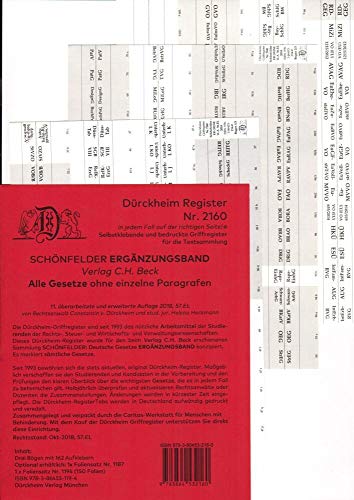 DürckheimRegister HABERSACK Ergänzungsband nur Gesetze (Akronyme: EGBGB usw.): 162 Registeretiketten (sog. Griffregister) für die Gesetzessammlung vom ... der Gesetzessammlungen vom C.H. Beck Verlag
