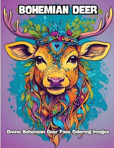 Bohemian Deer: Divine Bohemian Deer Face Coloring Images von CONTENIDOS CREATIVOS