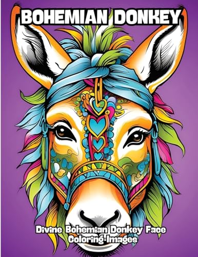 Bohemian Donkey: Divine Bohemian Donkey Face Coloring Images von CONTENIDOS CREATIVOS
