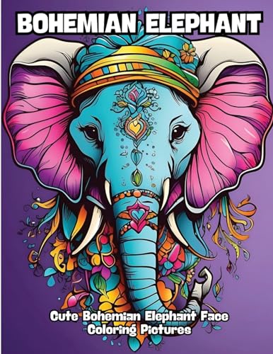 Bohemian Elephant: Cute Bohemian Elephant Face Coloring Pictures von CONTENIDOS CREATIVOS
