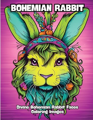 Bohemian Rabbit: Divine Bohemian Rabbit Faces Coloring Images von CONTENIDOS CREATIVOS