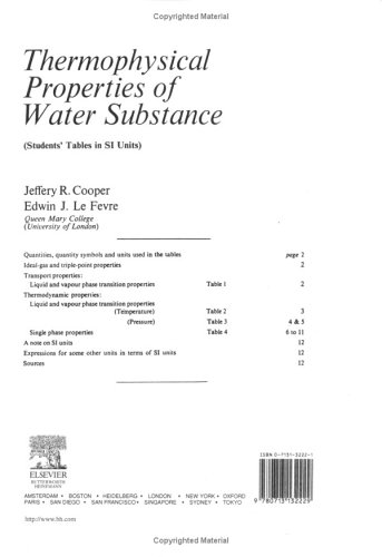 Thermophysical Properties of Water Substance: Students' Tables in SI Units