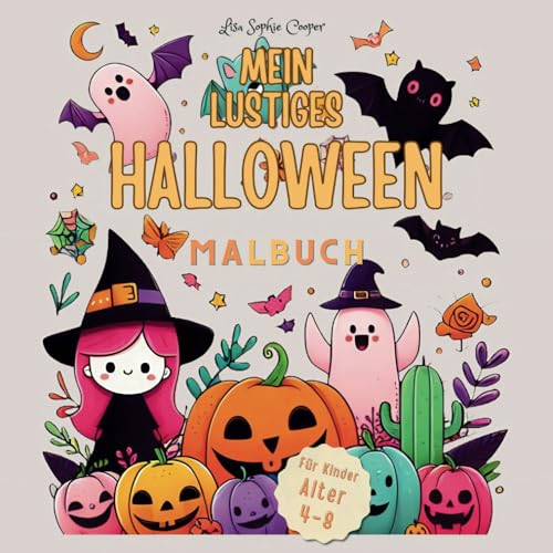 Mein Lustiges Halloween Malbuch für Kinder 4-8 Jahren: 50 einfache, lustige und gruselig niedliche Halloween Motive mit Hexen, Geistern, Vampiren und mehr