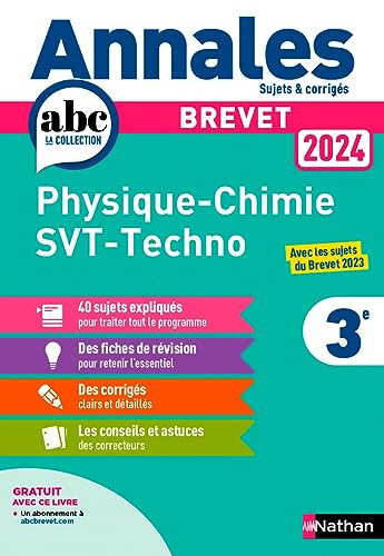 Annales Brevet Physique Chimie - SVT - Techno 2024 - Corrigé von NATHAN