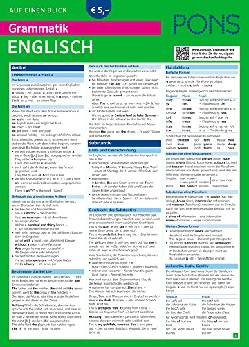 PONS Grammatik auf einen Blick Englisch: Alle wichtigen grammatischen Themen auf einen Blick (PONS Auf einen Blick) von Pons GmbH