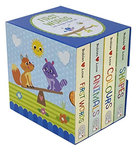 Babies Love Lift a Flap 4 book box set: Animals, Colours, First Words and Shapes
