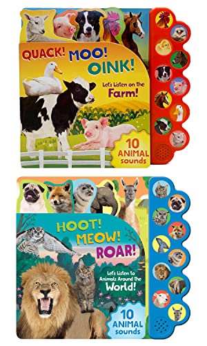 Farm and Wild Animal 10 button sound books: 2 BOOK PACK: Let's Listen to the Animals Around the World!/Let's Listen on the Farm!