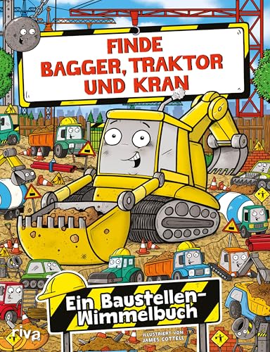 Finde Bagger, Traktor und Kran: Ein Baustellen-Wimmelbuch | Suchbuch/Mitmachbuch mit Wimmelbildern für Kinder ab 5. Geschenk für Jungen, Mädchen zu Weihnachten, Geburtstag, Ostern von Riva