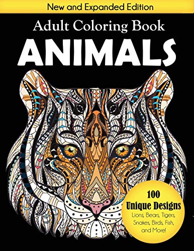 Animals Adult Coloring Book: 100 Unique Designs Including Lions, Bears, Tigers, Snakes, Birds, Fish, and More! von Creative Coloring
