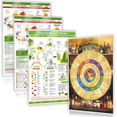 [4er Set] 4 Helfer für Familie, Freunde, Feste (2024) – Rezepte und Ideen aus der Küche für unvergessliche Momente - schnell & leicht verwöhne Dich ... für jeden Anlass – 4teilig, DINA4, laminiert von FuturePaceMedia