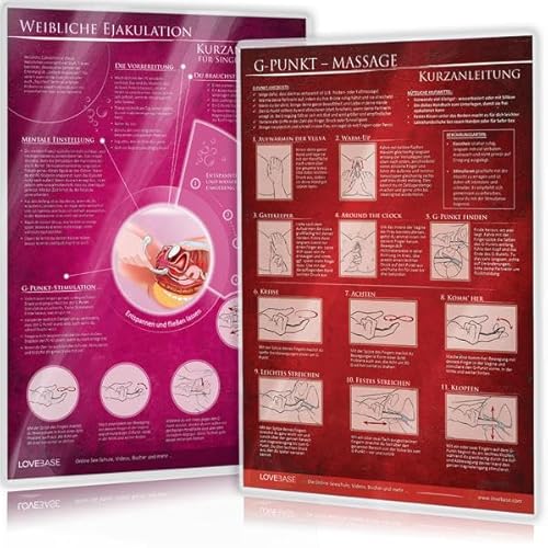 [2er Set] G-Punkt-Massage und Weibliche Ejakulation (2023): Ideal für die erotische Massage [2 Karten DIN A4 - 2seitig, laminiert]