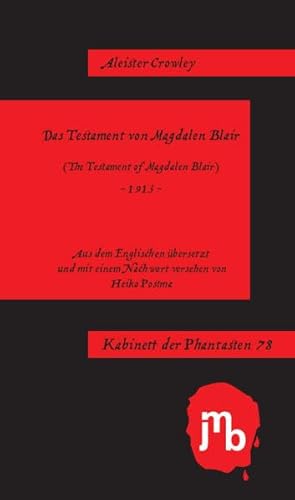 Das Testament von Magdalen Blair (Kabinett der Phantasten) von JMB Verlag