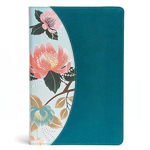 The Study Bible for Women: The Christian Standard, Teal Flowers, Leathertouch, Silver Edging, 2 Ribbon Markers