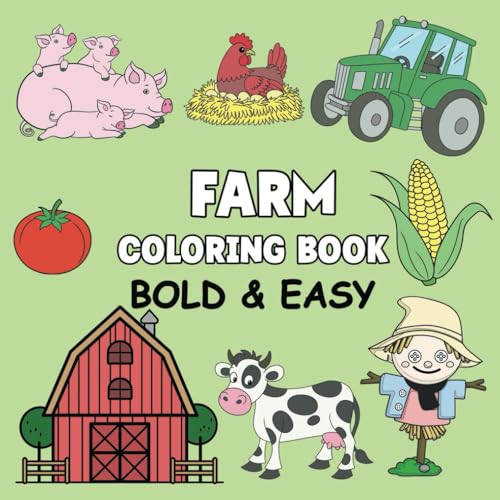 farm coloring book bold and easy: Bold & Easy Designs for Adults and Kids von Independently published