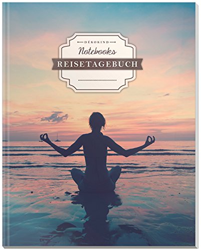 DÉKOKIND Reisenotizbuch zum Selberschreiben | DIN A4, 100+ Seiten, Register, Vintage Softcover | Perfekt als Abschiedsgeschenk | Motiv: Yogaübung