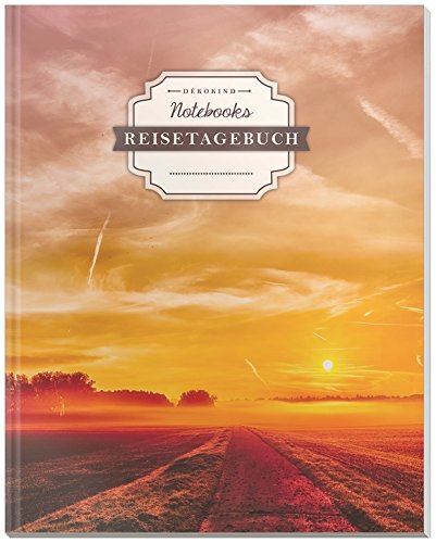 DÉKOKIND Reisetagebuch zum Selberschreiben | DIN A4, 100+ Seiten, Register, Vintage Softcover | Auch als Abschiedsgeschenk | Motiv: Sunset