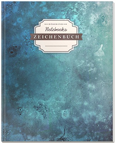 DÉKOKIND Zeichenbuch | DIN A4, 122 Seiten, Register, Vintage Softcover | Dickes Blanko-Notizbuch zum Selbstgestalten | Motiv: Blaue Tusche von CREATESPACE