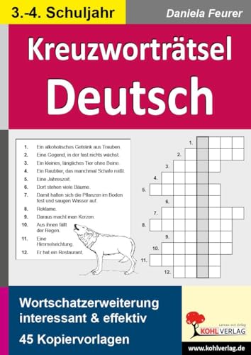 Kreuzworträtsel Deutsch 3.-4. Schuljahr: Wortschatzerweiterung interessant und effektiv