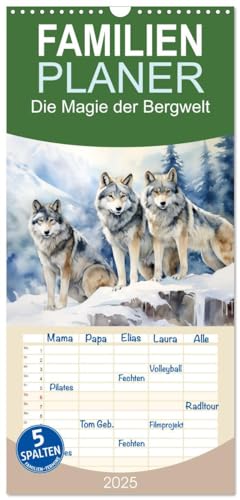 Familienplaner 2025 - Die Magie der Bergwelt mit 5 Spalten (Wandkalender, 21 cm x 45 cm), CALVENDO
