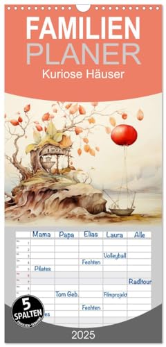 Familienplaner 2025 - Kuriose Häuser mit 5 Spalten (Wandkalender, 21 cm x 45 cm), CALVENDO