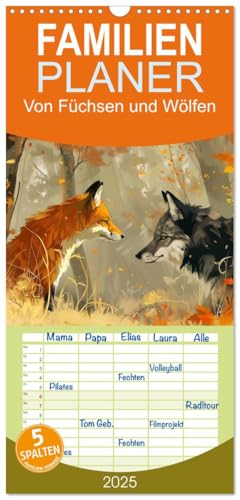 Familienplaner 2025 - Von Füchsen und Wölfen mit 5 Spalten (Wandkalender, 21 cm x 45 cm), CALVENDO von CALVENDO