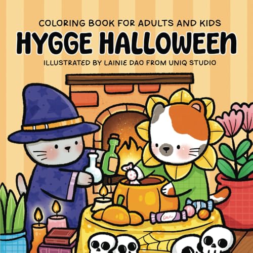 Hygge Halloween: Coloring Book for Adults & Kids Featuring Cute Animal Creatures in their Hygge Halloween Traditions