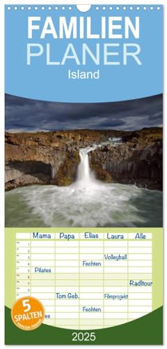 Familienplaner 2025 - Island mit 5 Spalten (Wandkalender, 21 cm x 45 cm), CALVENDO von CALVENDO