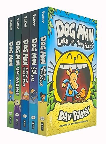 Dog Man Series 1-9 Books Collection Set By Dav Pilkey (Dog Man, Unleashed, A Tale of Two Kitties, Cat Kid, Lord of the Fleas, Brawl of the Wild, For Whom the Ball Rolls,Fetch-22,Grime and Punishment)