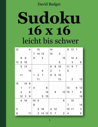Sudoku 16 x 16 leicht bis schwer 1