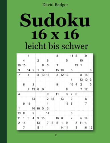 Sudoku 16 x 16 leicht bis schwer 2