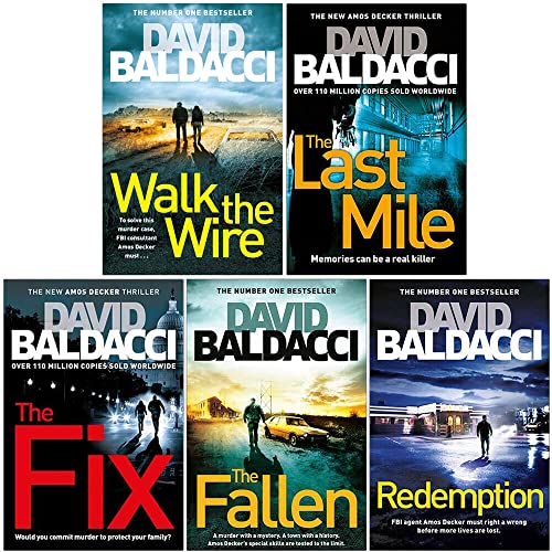 David Baldacci Amos Decker Series 5 Books Collection Set (Walk the Wire, The Last Mile, The Fix, The Fallen, Redemption)