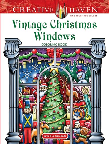 Vintage Christmas Windows Coloring Book (Adult Coloring Books: Christmas)
