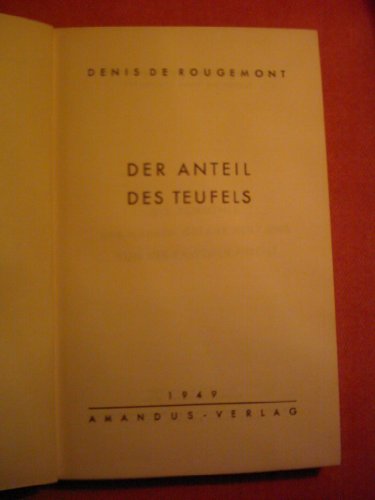 Der Anteil des Teufels: Aus d. Französ. v. Josef Ziwutschka u. Elena Kapralik