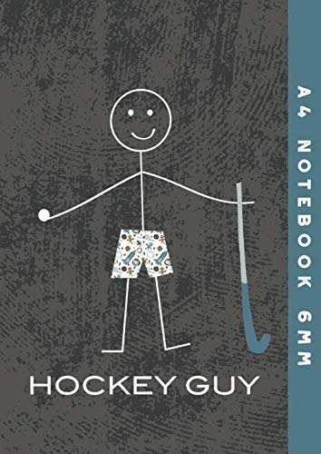 A4 Notebook 6mm: Field Hockey Guy Lined Exercise Book