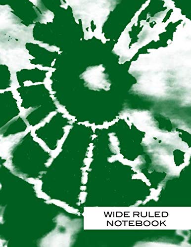 Wide Ruled Notebook: Green and White Tie Dyed Letter Lined Paper Journal