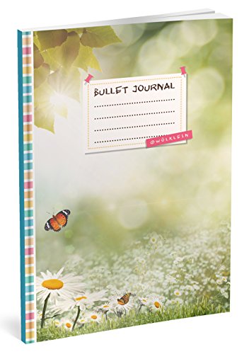 Bullet Journal: Punktraster Notizbuch (Ca. A5) + 100 Seiten + Vintage Softcover | TOP Motiv: Frühling | Dot Grid Journal, Kalligraphie Übungsheft, Punktpapier +++ Jetzt mit Register +++ von Wölklein